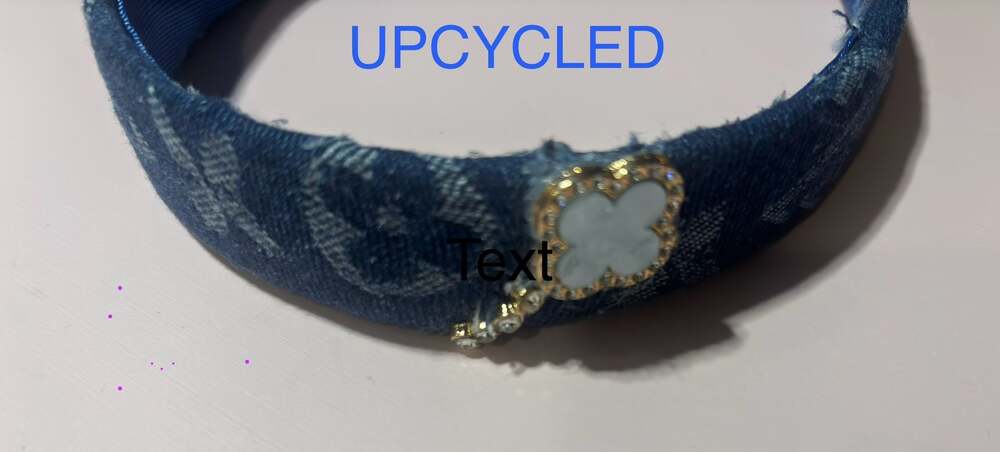 Upcycled Denim Monogram Headband with Clover Charm